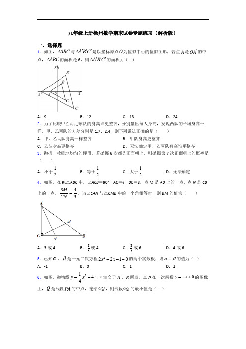 九年级上册徐州数学期末试卷专题练习(解析版)