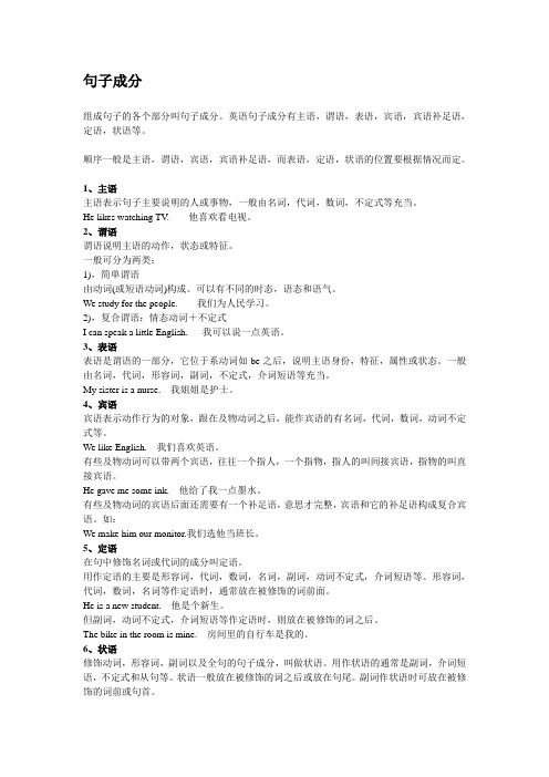 在英语中什么是主语、谓语、宾语、状语、表语、定语、补语、宾补_的位置