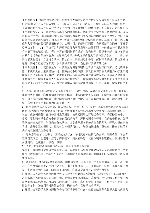 中考时政热点专题复习资料——呵护青少年 构筑防护墙