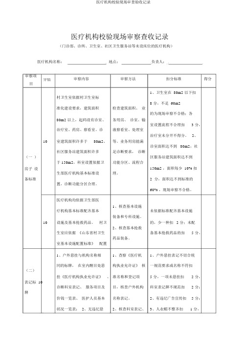 医疗机构校验现场审查验收记录