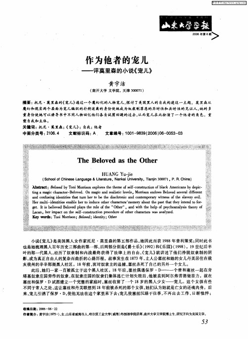 作为他者的宠儿——评莫里森的小说《宠儿》