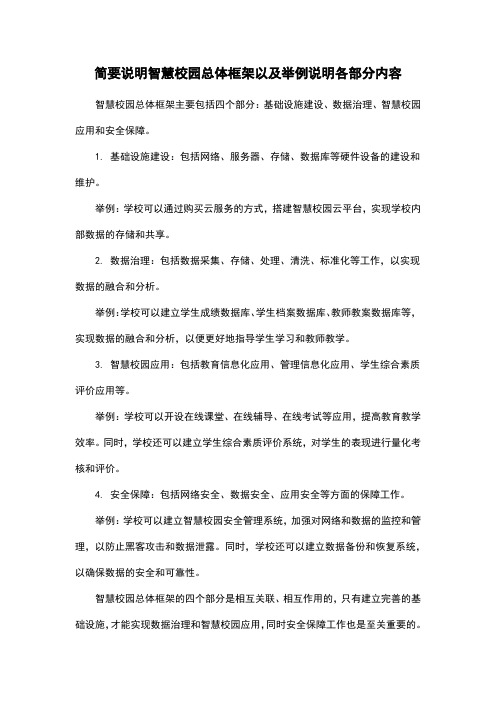 简要说明智慧校园总体框架以及举例说明各部分内容