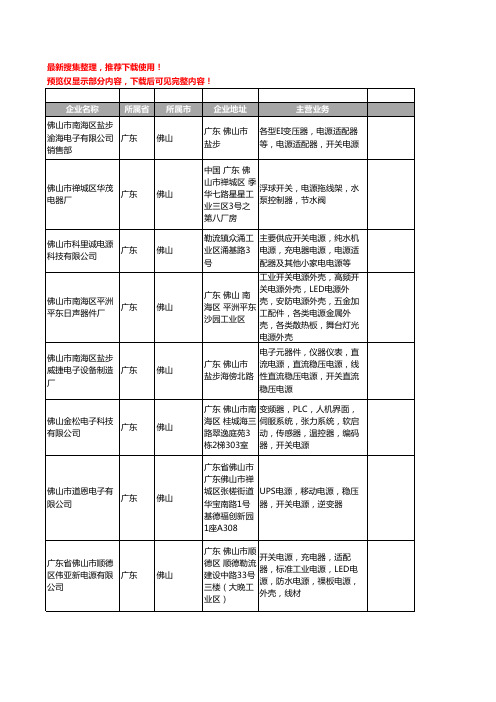 新版广东省佛山开关电源工商企业公司商家名录名单联系方式大全334家