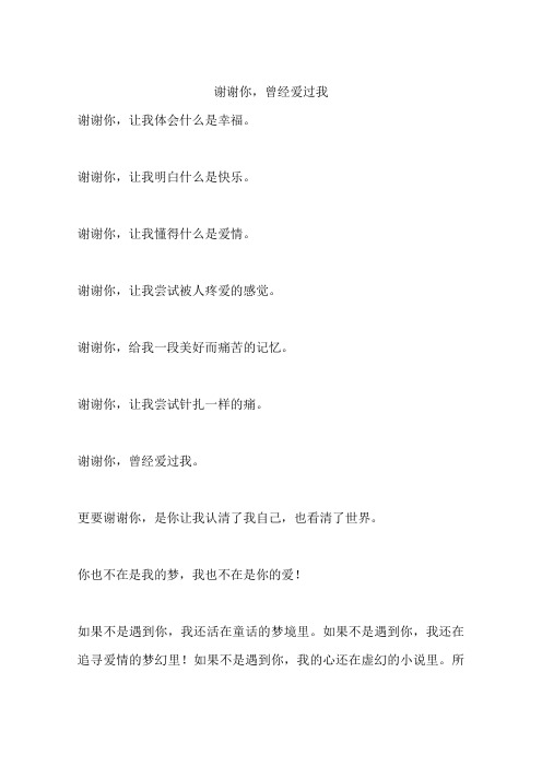 谢谢你,曾经爱过我
