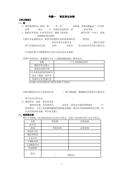 高一化学必修一上学期寒假作业及答案