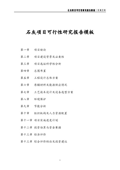 石灰项目可行性研究报告模板