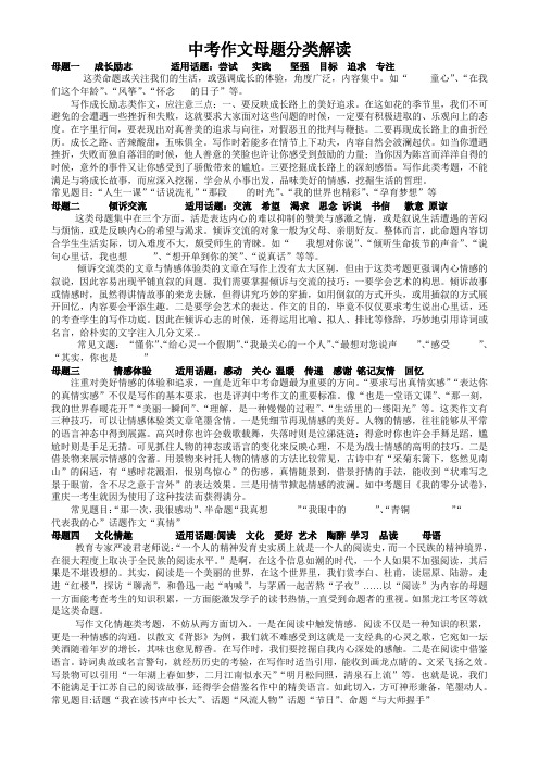 中考作文母题分类解读