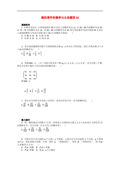 广东省广州市天河中学高考数学一轮复习 随机事件的概率和古典概型02基础知识检测 理