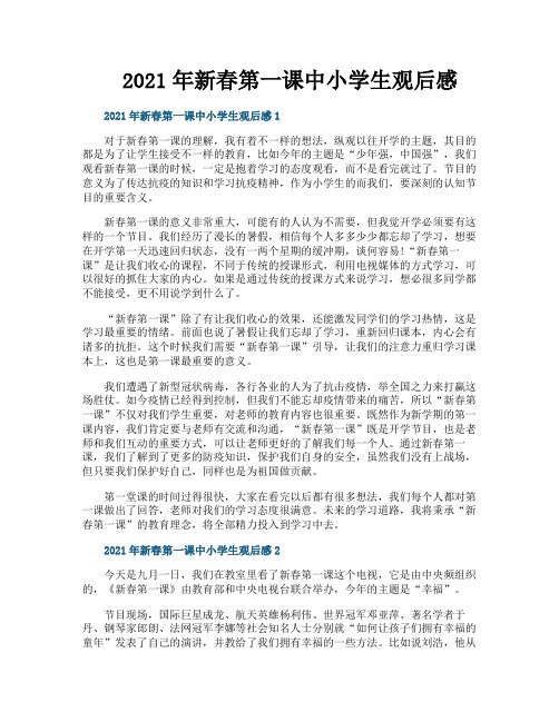 2021年新春第一课中小学生观后感