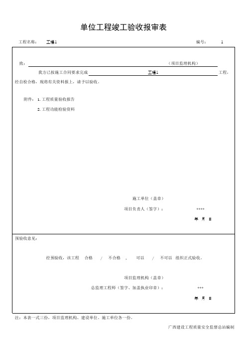 单位工程竣工验收报审表(最新版)