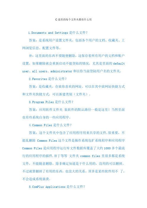 C盘里的每个文件夹都有什么用