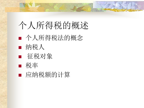 个人所得税的概述