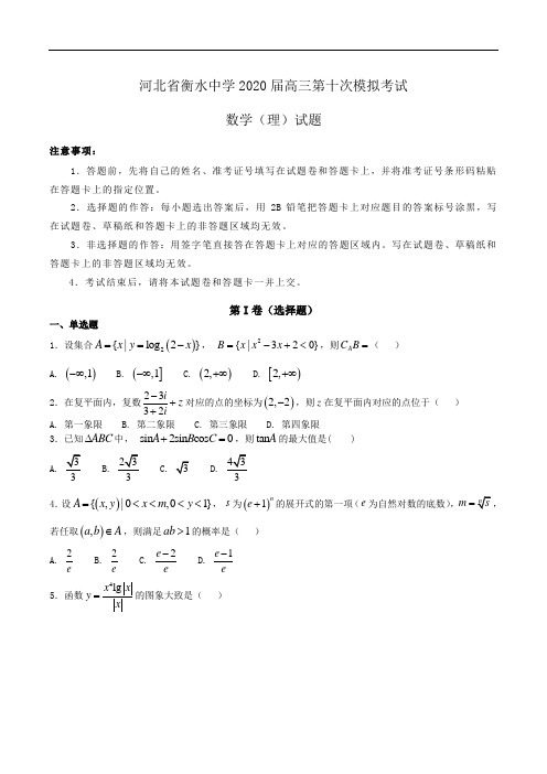 (100所名校)河北省衡水中学2020届高三第十次模拟考试数学(理)试题Word版含解析
