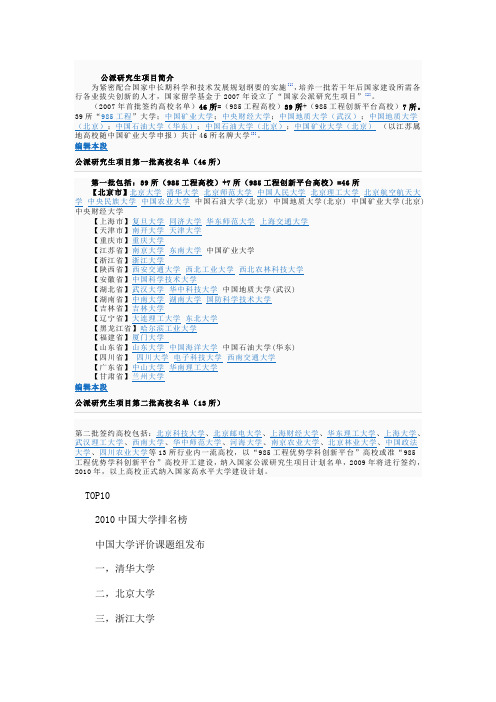 公派研究生项目简介