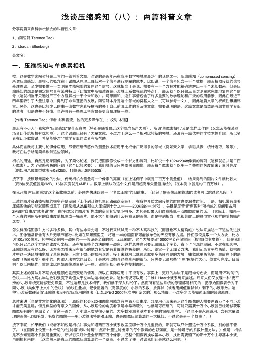 浅谈压缩感知（八）：两篇科普文章