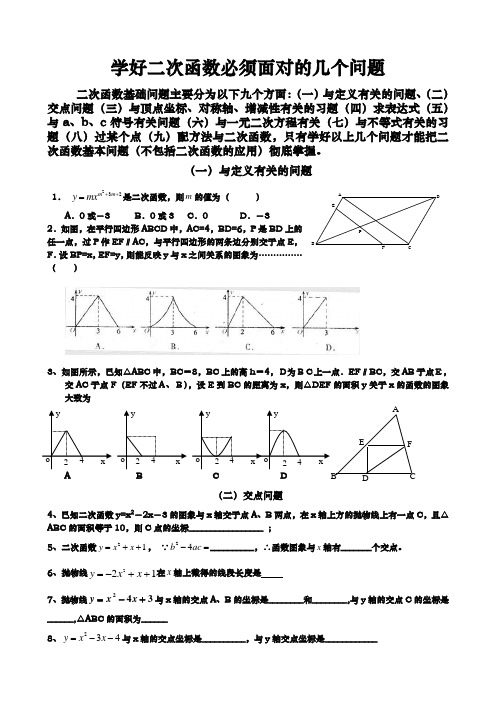 学好二次函数的九大基本题型