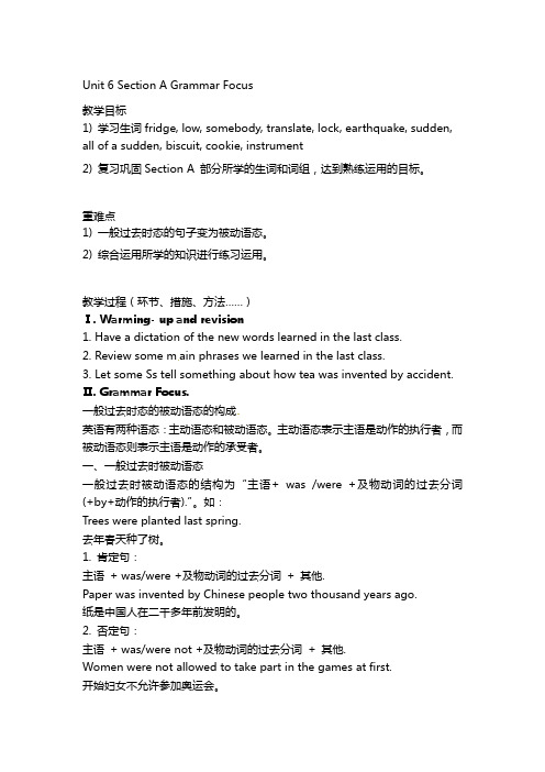 新目标英语九年级英语unit6 section Agrammar focus精品教案