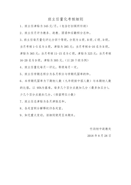 班主任量化考核积分细则