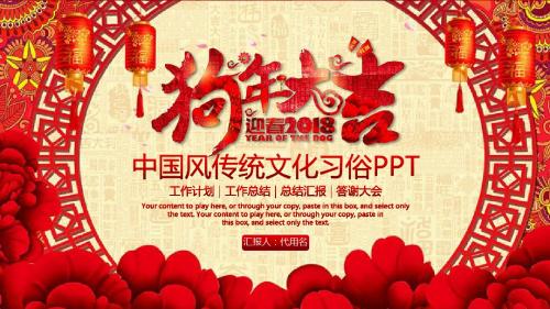 中国风传统文化春节习俗PPT模板