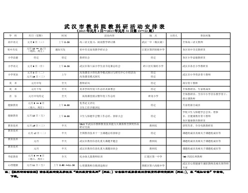 武汉市教科院教科研活动安排表 .doc