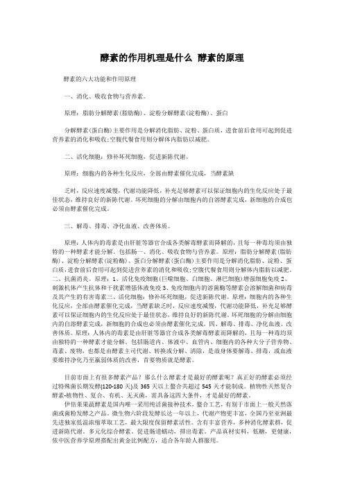 酵素的作用机理是什么 酵素的原理
