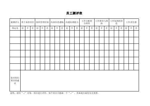 民主测评表