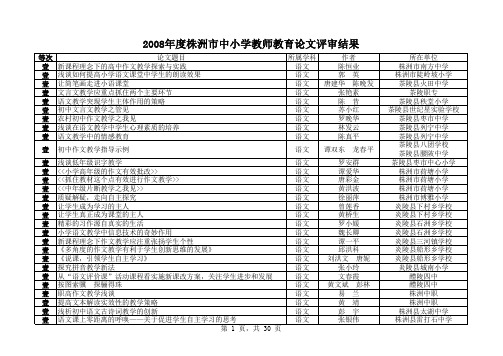 2008年度株洲市中小学教师教育论文评审结果