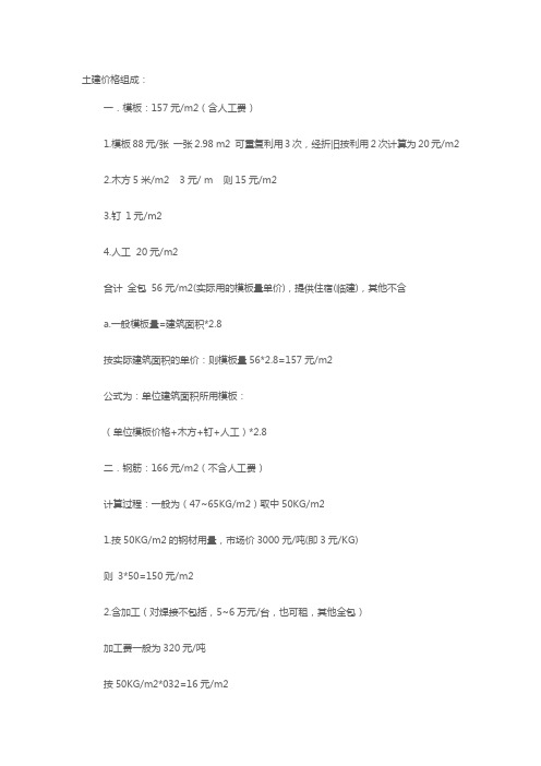 土建工程量计算价格组成