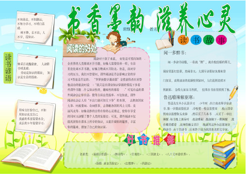 书香小报读书阅读小报A4横版电子小报手抄报成品模板