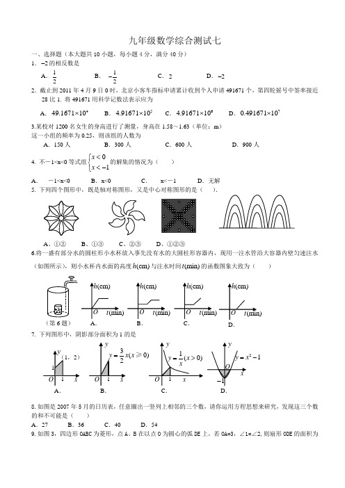 九年级数学综合测试七