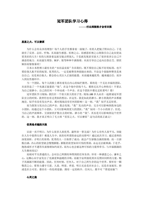 冠军团队学习心得
