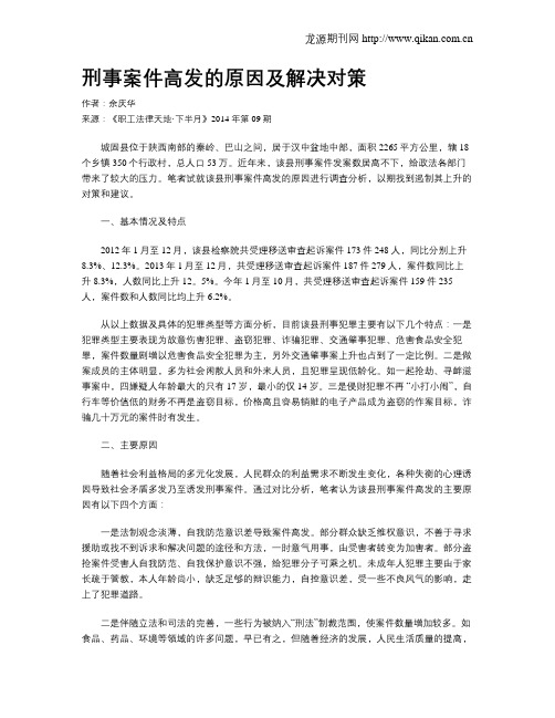 刑事案件高发的原因及解决对策