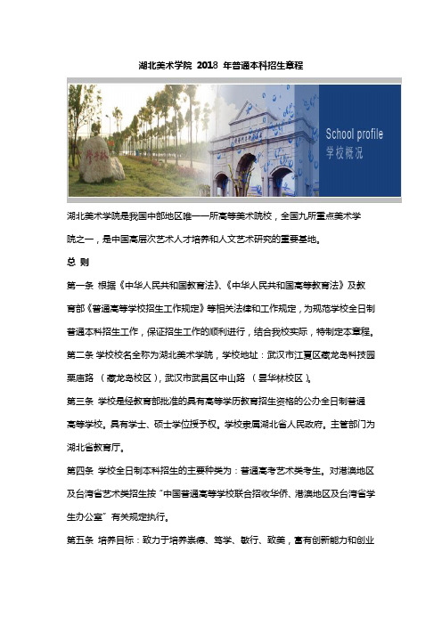 2018年湖北美术学院艺术类招生简章