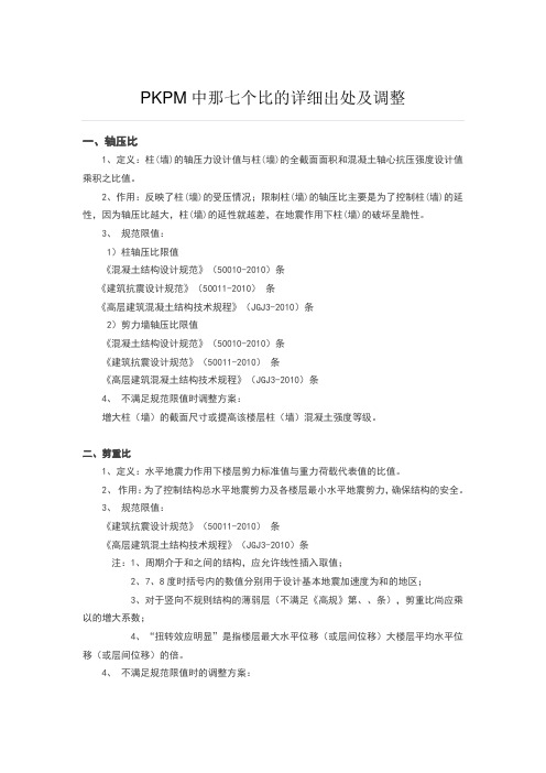 PKPM中那七个比的详细出处及调整