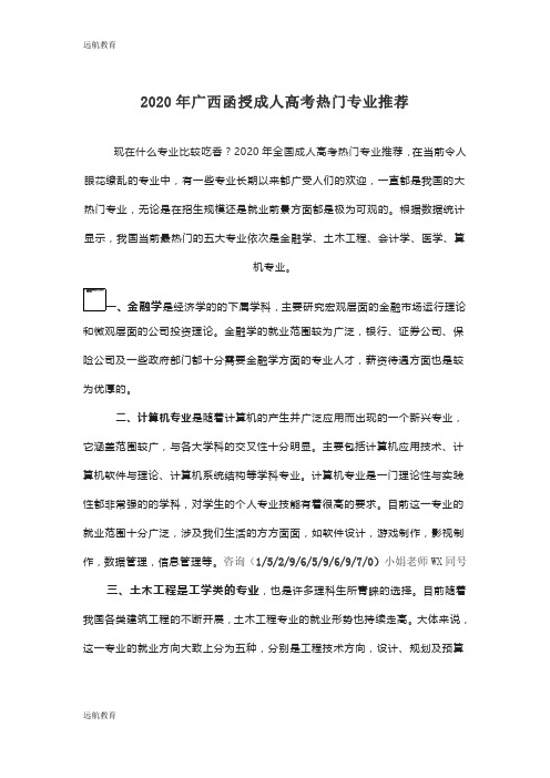 2020年广西函授成人高考现今热门专业推荐