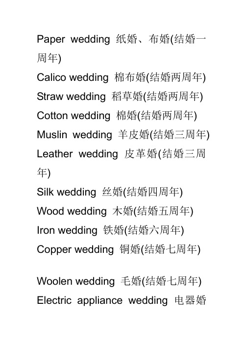 关于婚姻周年纪念的英语表达方式