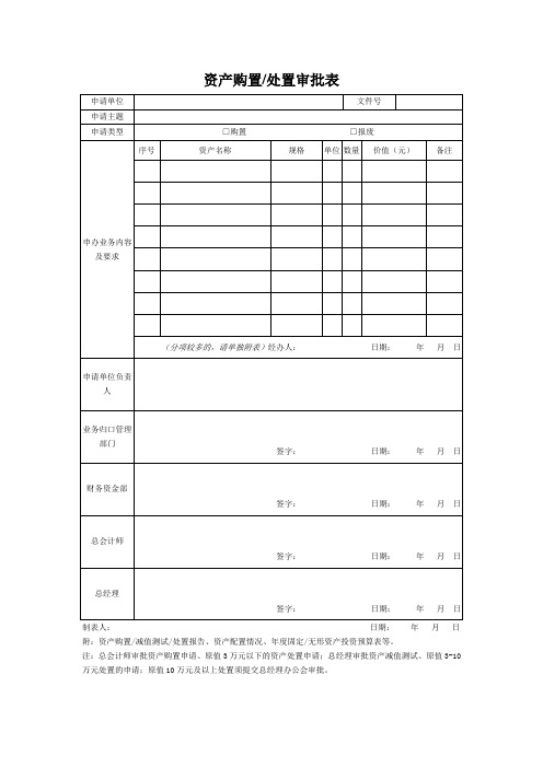 资产购置、处置审批表