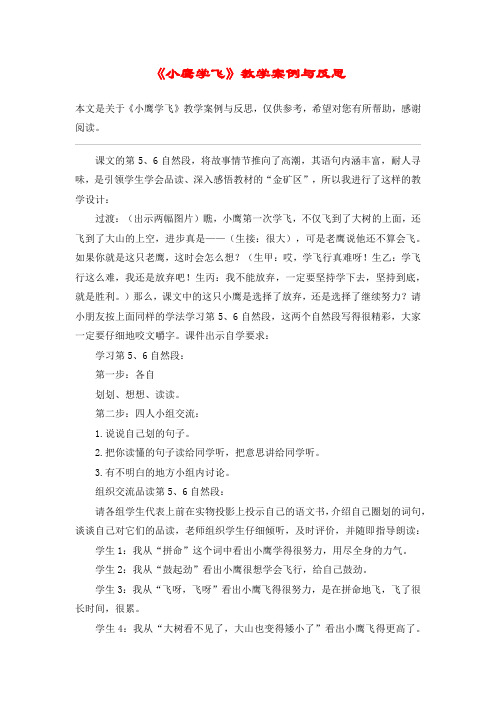 《小鹰学飞》教学案例与反思_教案教学设计