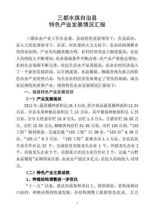 三都县特色产业发展情况汇报