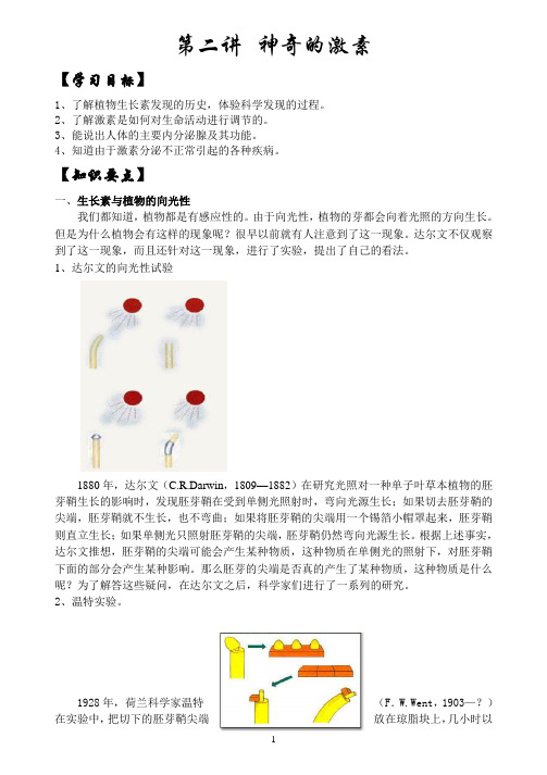 初二科学 神奇的激素