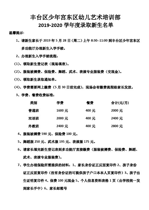 丰台区少年宫东区幼儿艺术培训部