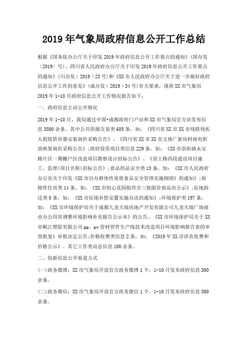最新-2019年气象局政府信息公开工作总结 精品