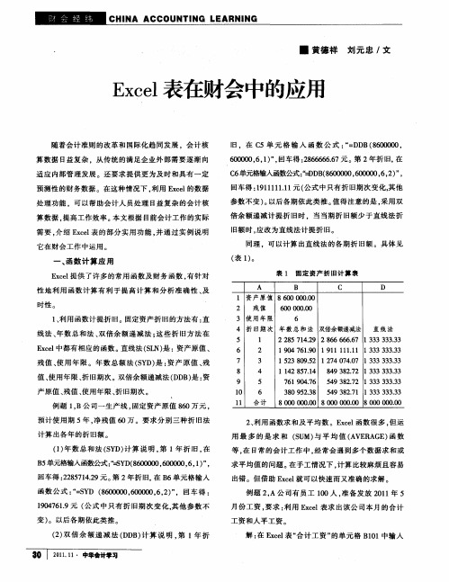 Excel表在财会中的应用