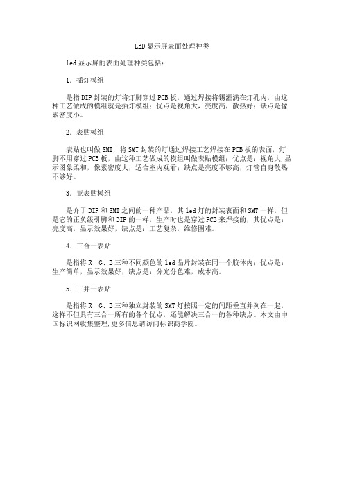 LED显示屏表面处理种类