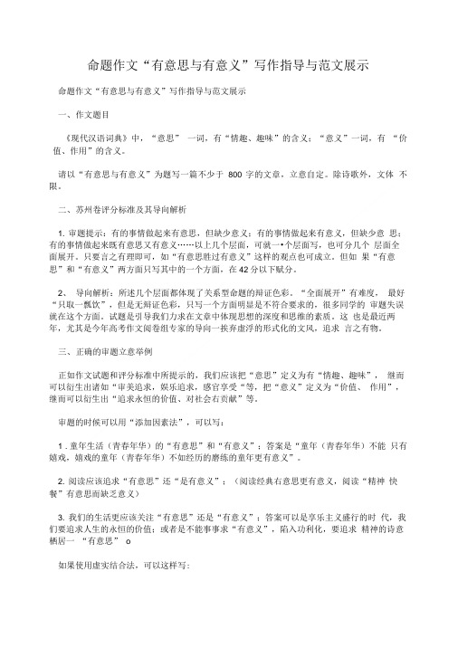 命题作文“有意思与有意义”写作指导与范文展示.doc