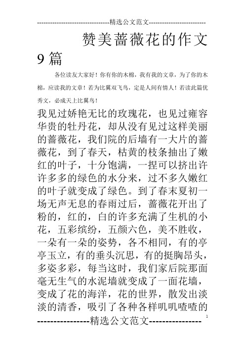 赞美蔷薇花的作文9篇