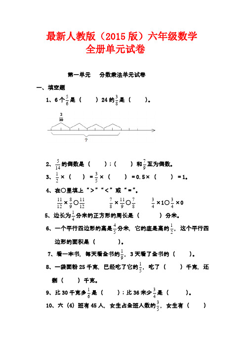 2015——2016年人教版六年级数学上册单元试卷(8份)