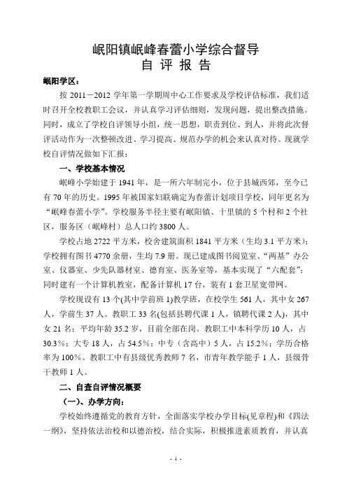 岷阳镇岷峰春蕾小学综合督导自评报告