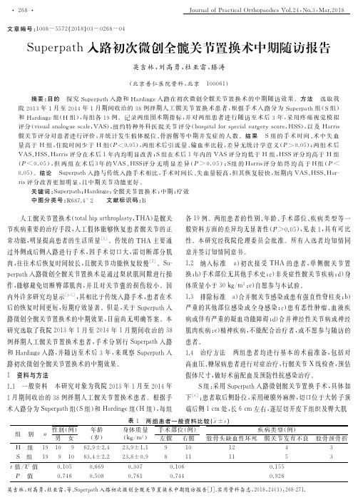 Superpath入路初次微创全髋关节置换术中期随访报告