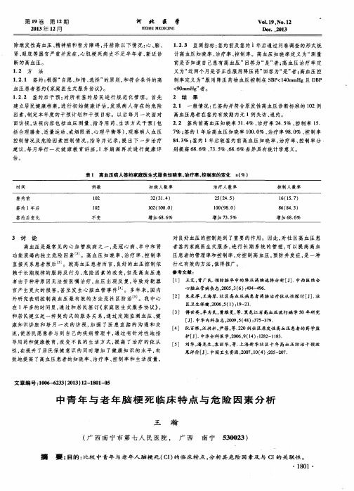 中青年与老年脑梗死临床特点与危险因素分析